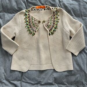 Cynthia Steffe Cream Cardigan with Colorful beaded Embellishments